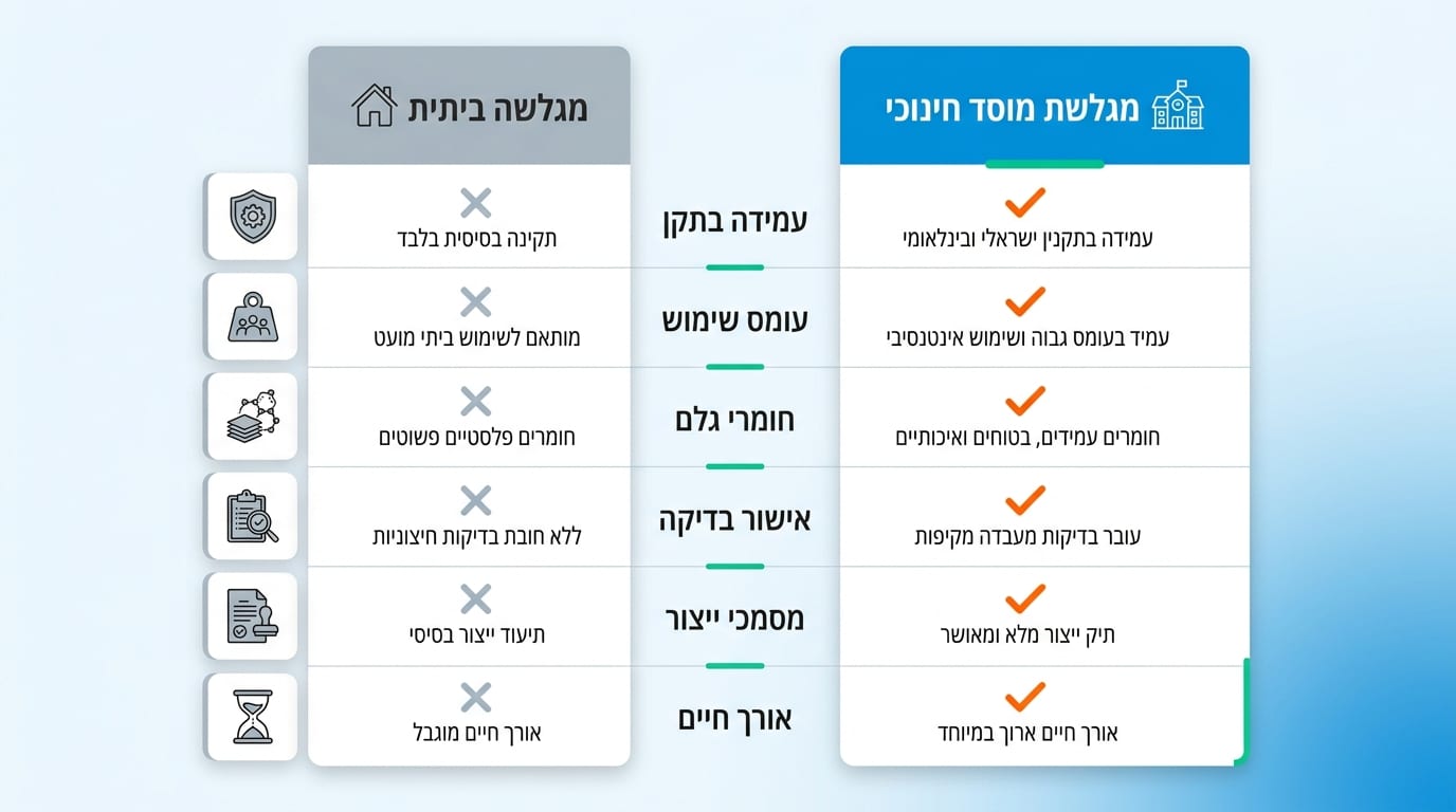 השוואה בין מגלשה לגן ילדים לבין מגלשה ביתית – מאפיינים ותקינה